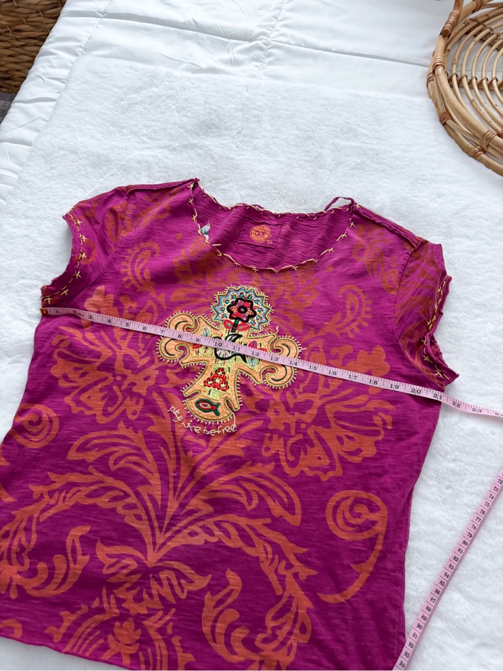 Double D Ranch Embroidered Western Top XL Boho Southwestern Pink - Picture 11 of 12